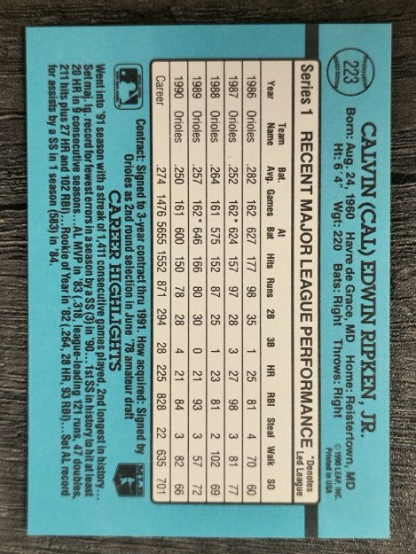 1991 Donruss #223 Cal Ripken