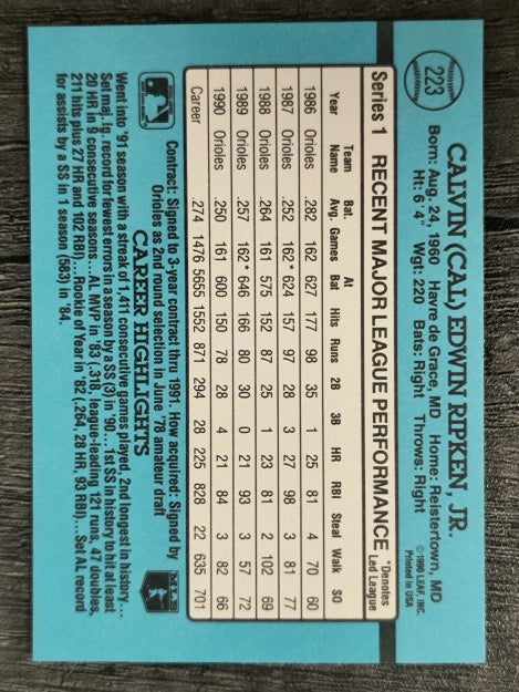 1991 Donruss #223 Cal Ripken