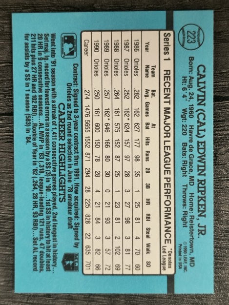 1991 Donruss #223 Cal Ripken