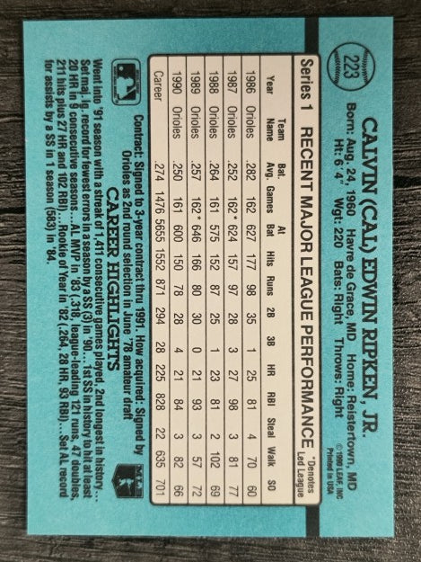 1991 Donruss #223 Cal Ripken