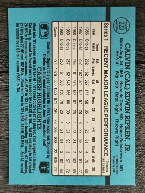 1991 Donruss #223 Cal Ripken