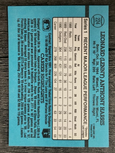 1991 Donruss #224 Lenny Harris