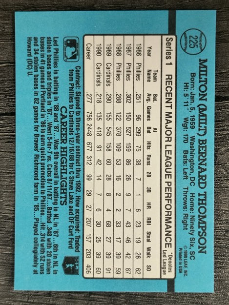 1991 Donruss #225 Milt Thompson