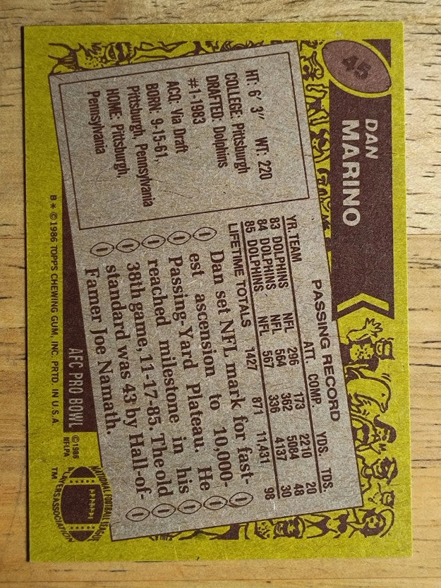 1986 Topps #45 Dan Marino AP