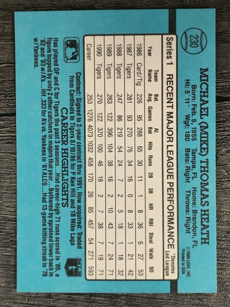 1991 Donruss #230 Mike Heath