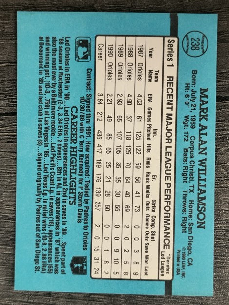 1991 Donruss #238 Mark Williamson