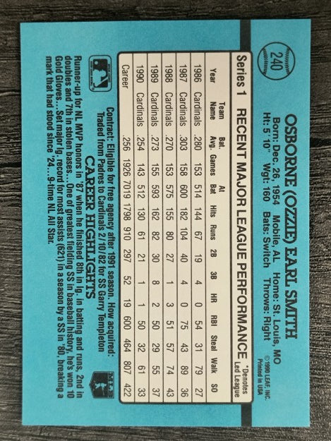 1991 Donruss #240 Ozzie Smith