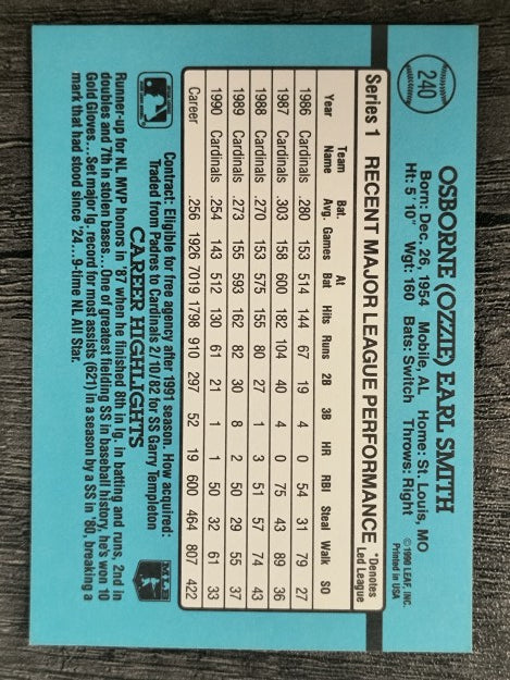 1991 Donruss #240 Ozzie Smith