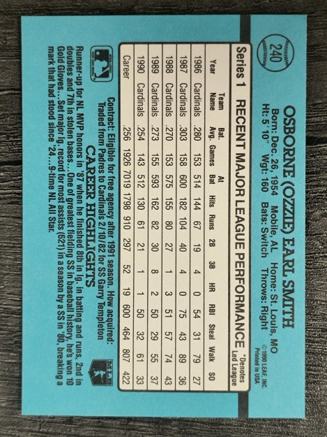 1991 Donruss #240 Ozzie Smith