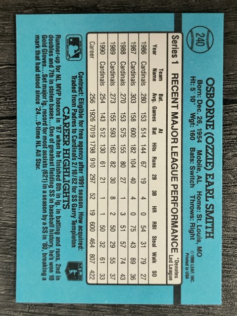 1991 Donruss #240 Ozzie Smith
