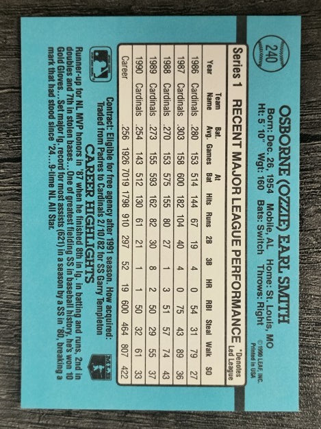 1991 Donruss #240 Ozzie Smith
