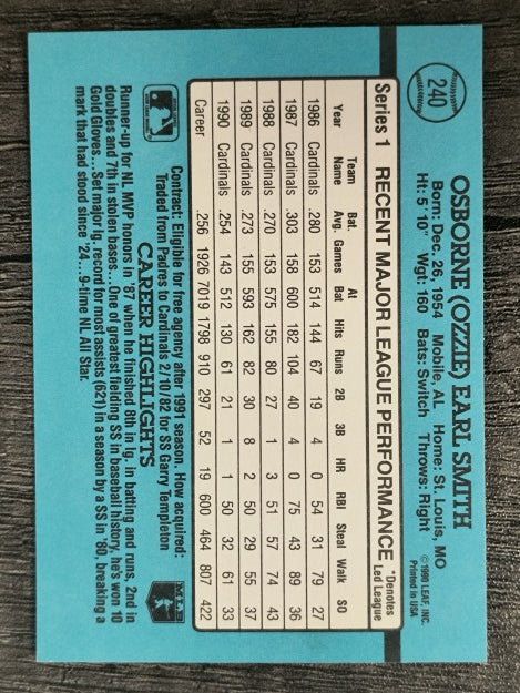 1991 Donruss #240 Ozzie Smith
