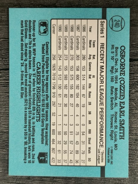1991 Donruss #240 Ozzie Smith