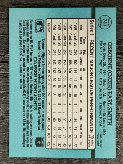 1991 Donruss #240 Ozzie Smith