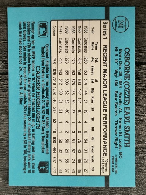 1991 Donruss #240 Ozzie Smith