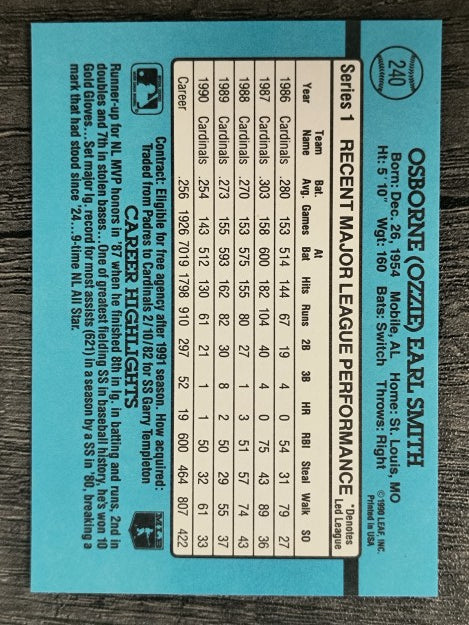 1991 Donruss #240 Ozzie Smith