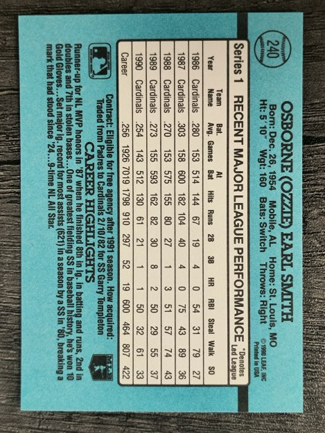 1991 Donruss #240 Ozzie Smith