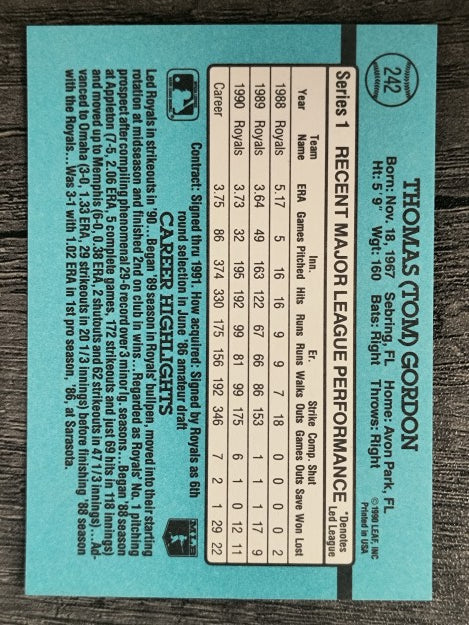 1991 Donruss #242 Tom Gordon