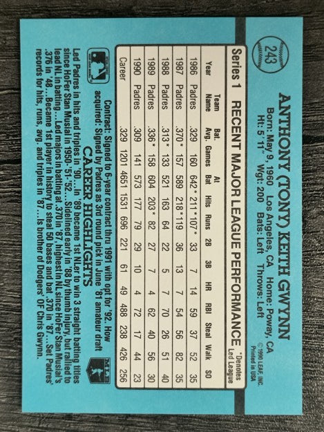 1991 Donruss #243 Tony Gwynn