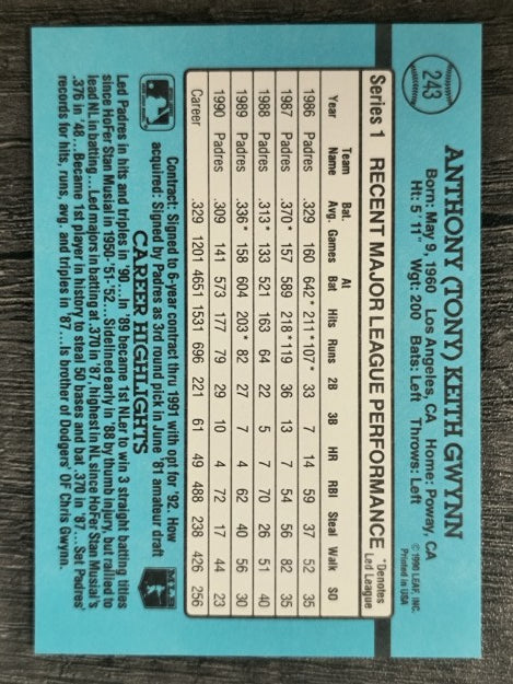 1991 Donruss #243 Tony Gwynn