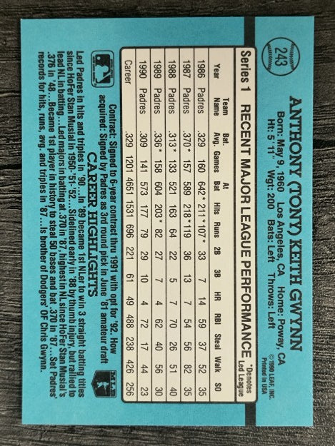 1991 Donruss #243 Tony Gwynn