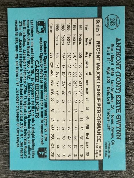 1991 Donruss #243 Tony Gwynn