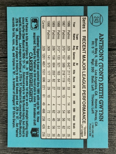 1991 Donruss #243 Tony Gwynn