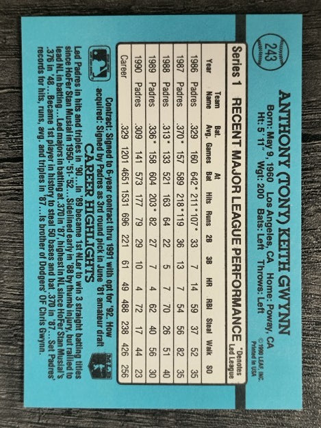 1991 Donruss #243 Tony Gwynn