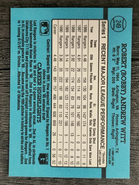 1991 Donruss #249 Bobby Witt