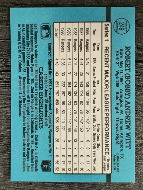 1991 Donruss #249 Bobby Witt