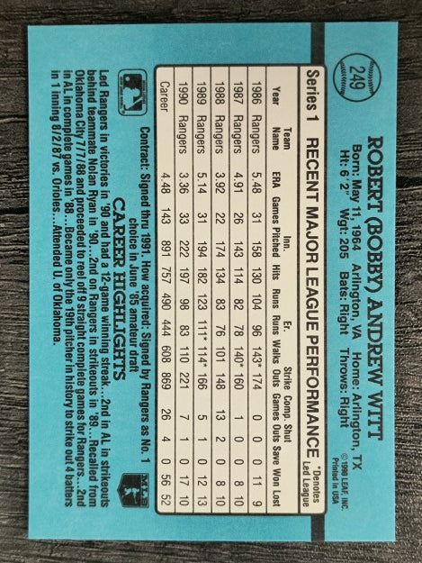 1991 Donruss #249 Bobby Witt