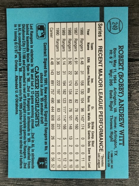 1991 Donruss #249 Bobby Witt