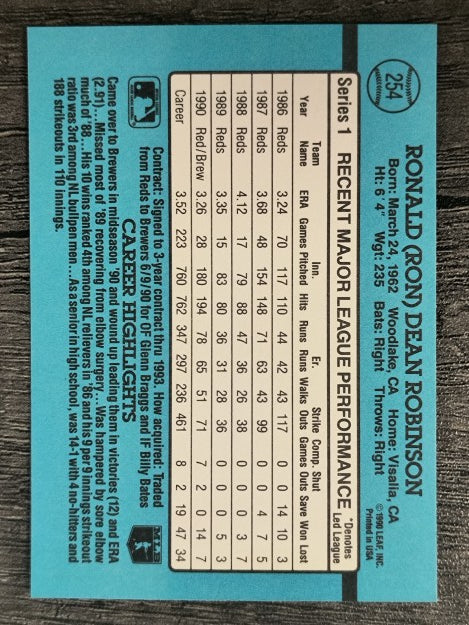1991 Donruss #254 Ron Robinson