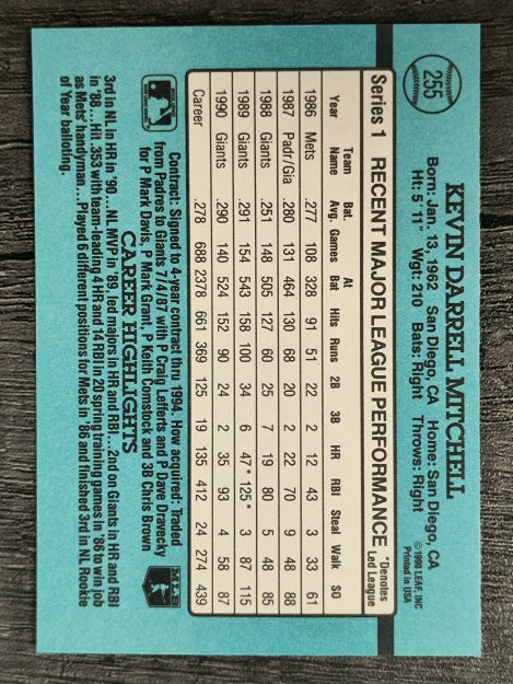 1991 Donruss #255 Kevin Mitchell