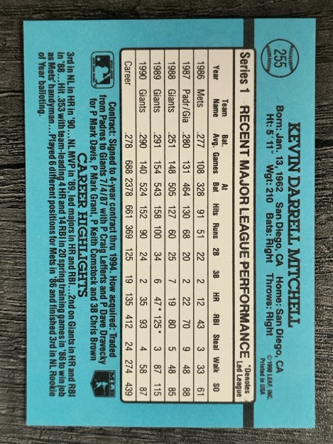 1991 Donruss #255 Kevin Mitchell
