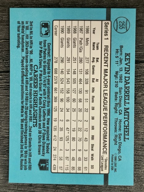 1991 Donruss #255 Kevin Mitchell