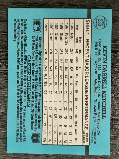 1991 Donruss #255 Kevin Mitchell