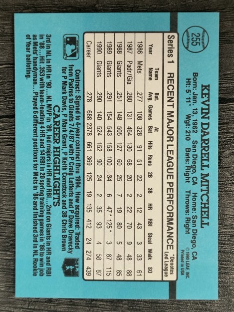 1991 Donruss #255 Kevin Mitchell