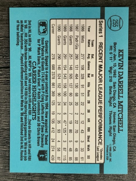 1991 Donruss #255 Kevin Mitchell