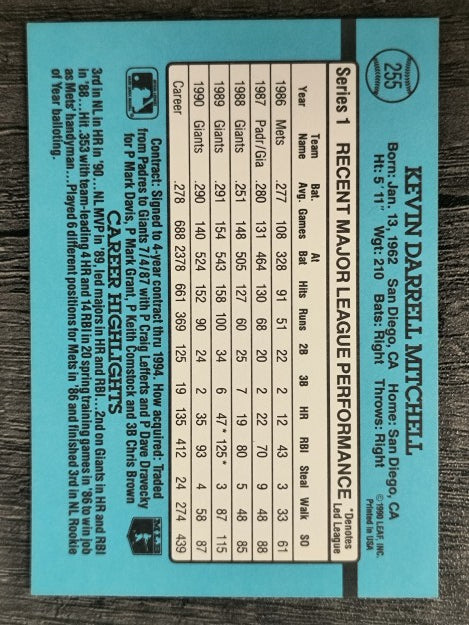 1991 Donruss #255 Kevin Mitchell