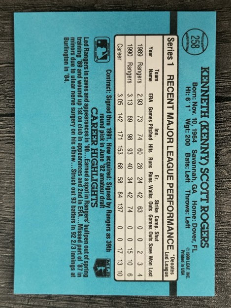 1991 Donruss #258 Kenny Rogers