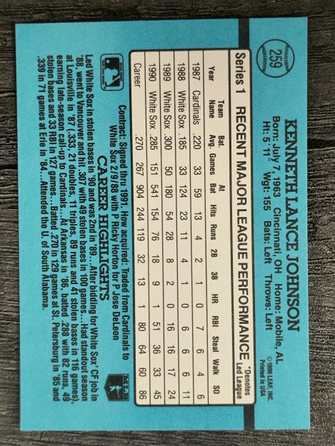 1991 Donruss #259 Lance Johnson
