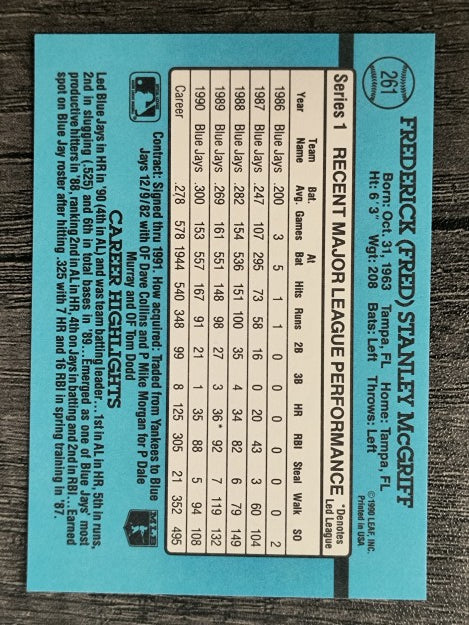 1991 Donruss #261 Fred McGriff