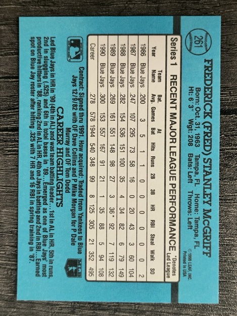 1991 Donruss #261 Fred McGriff