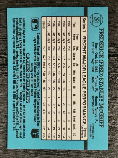 1991 Donruss #261 Fred McGriff