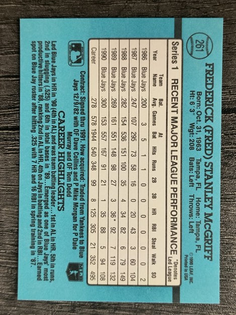 1991 Donruss #261 Fred McGriff