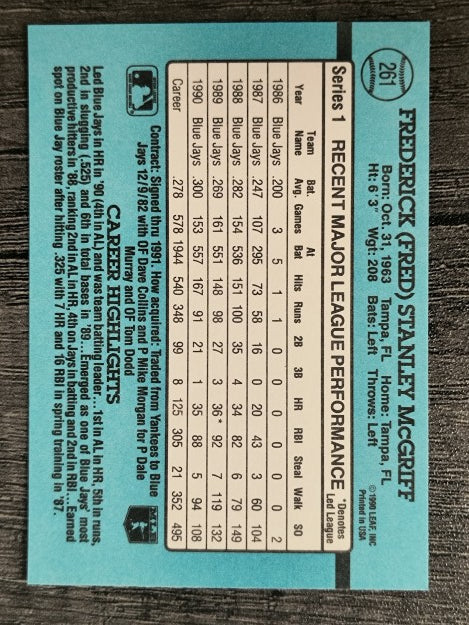 1991 Donruss #261 Fred McGriff