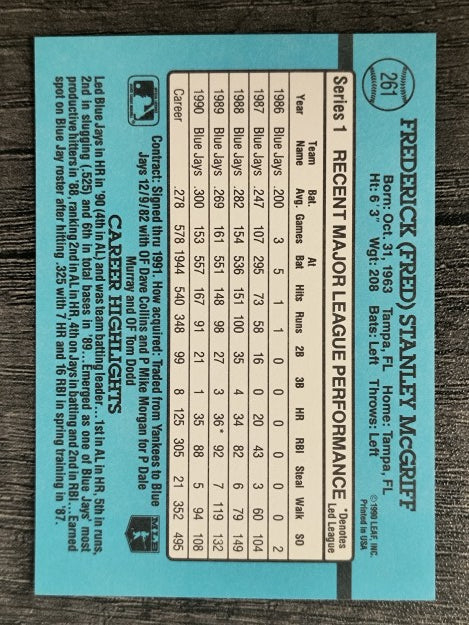 1991 Donruss #261 Fred McGriff