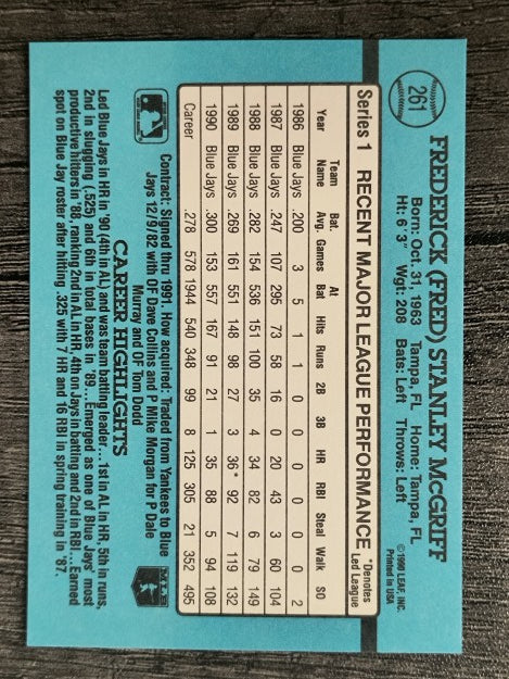 1991 Donruss #261 Fred McGriff