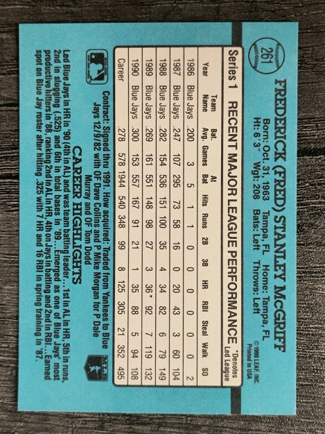 1991 Donruss #261 Fred McGriff
